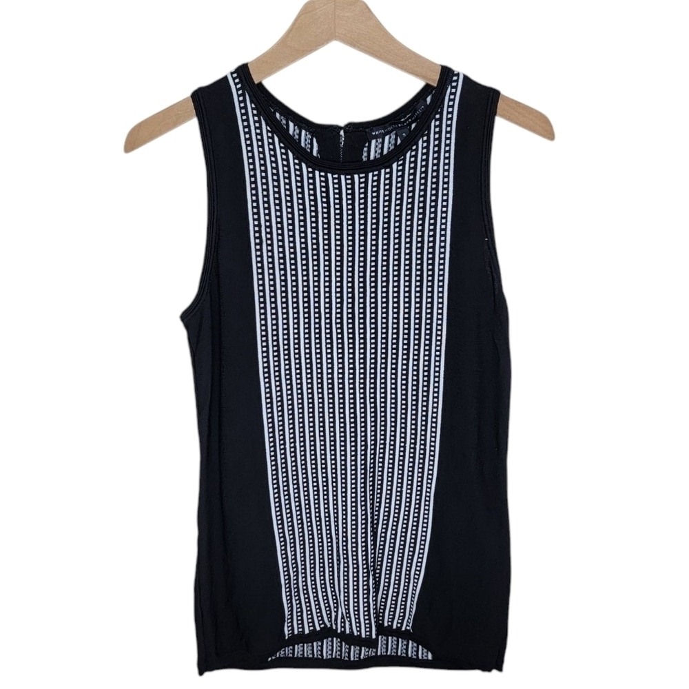 WHBM Black & White Panel Tank Top with Zipper Detail on Back Size Small